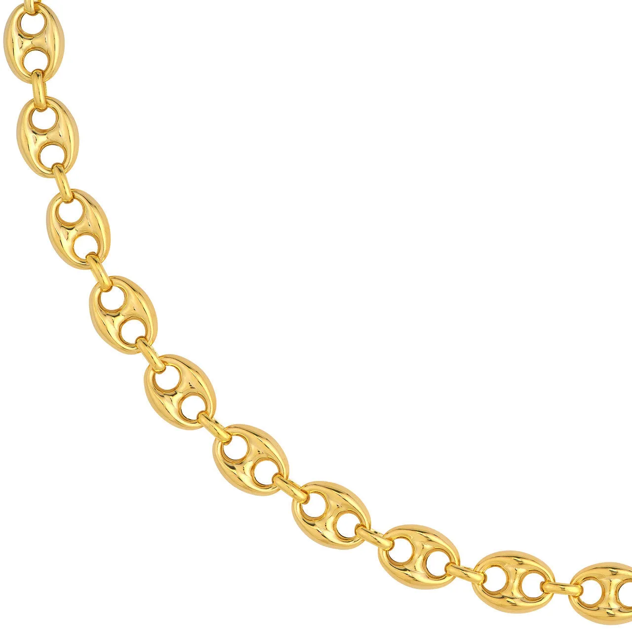 14K Yellow Gold 10mm Thick Puffed Mariner Chain Necklace with Lobster Lock
