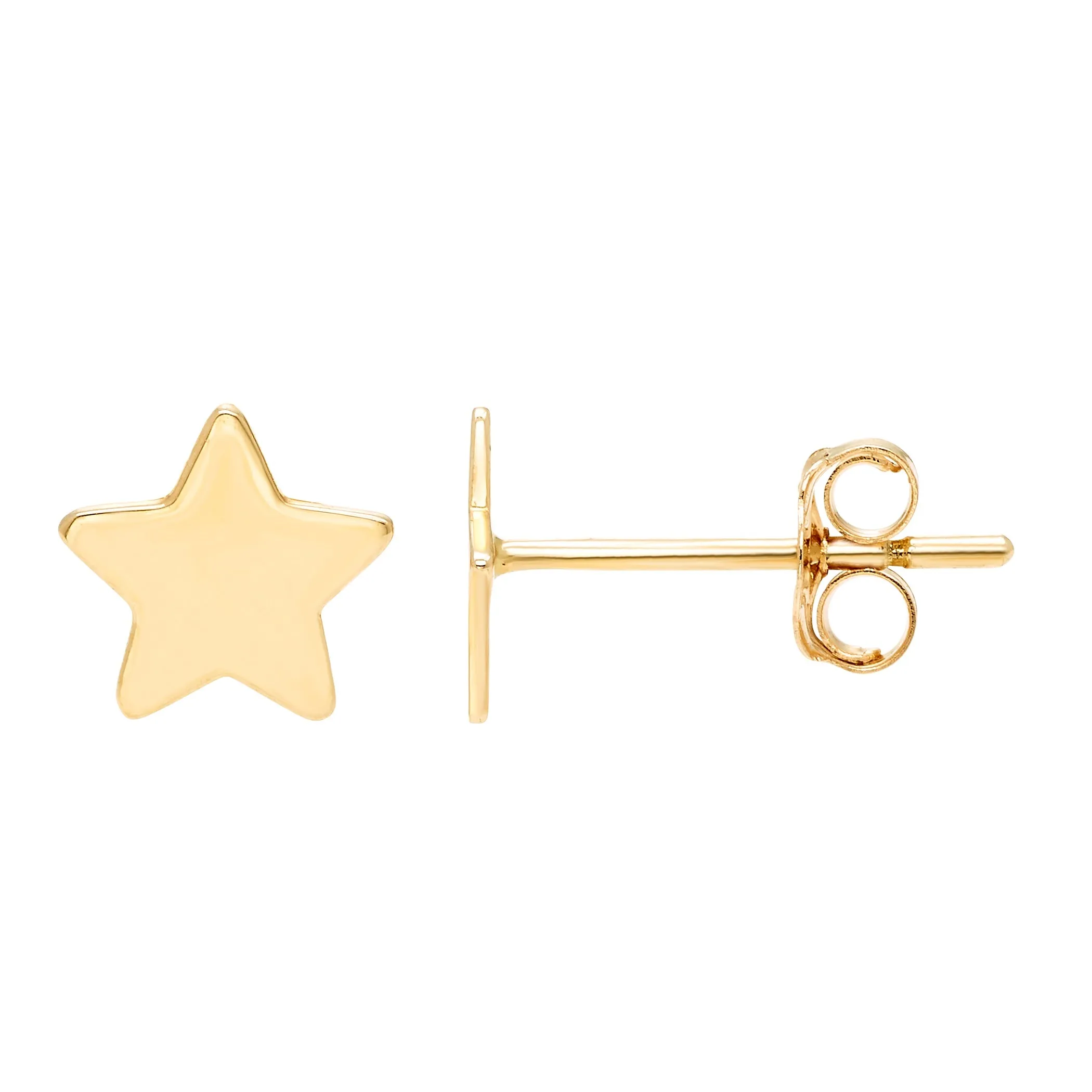 14k Yellow Gold 5.5mm Dainty Star Stud Earrings, with Pushback, Women’s, Unisex