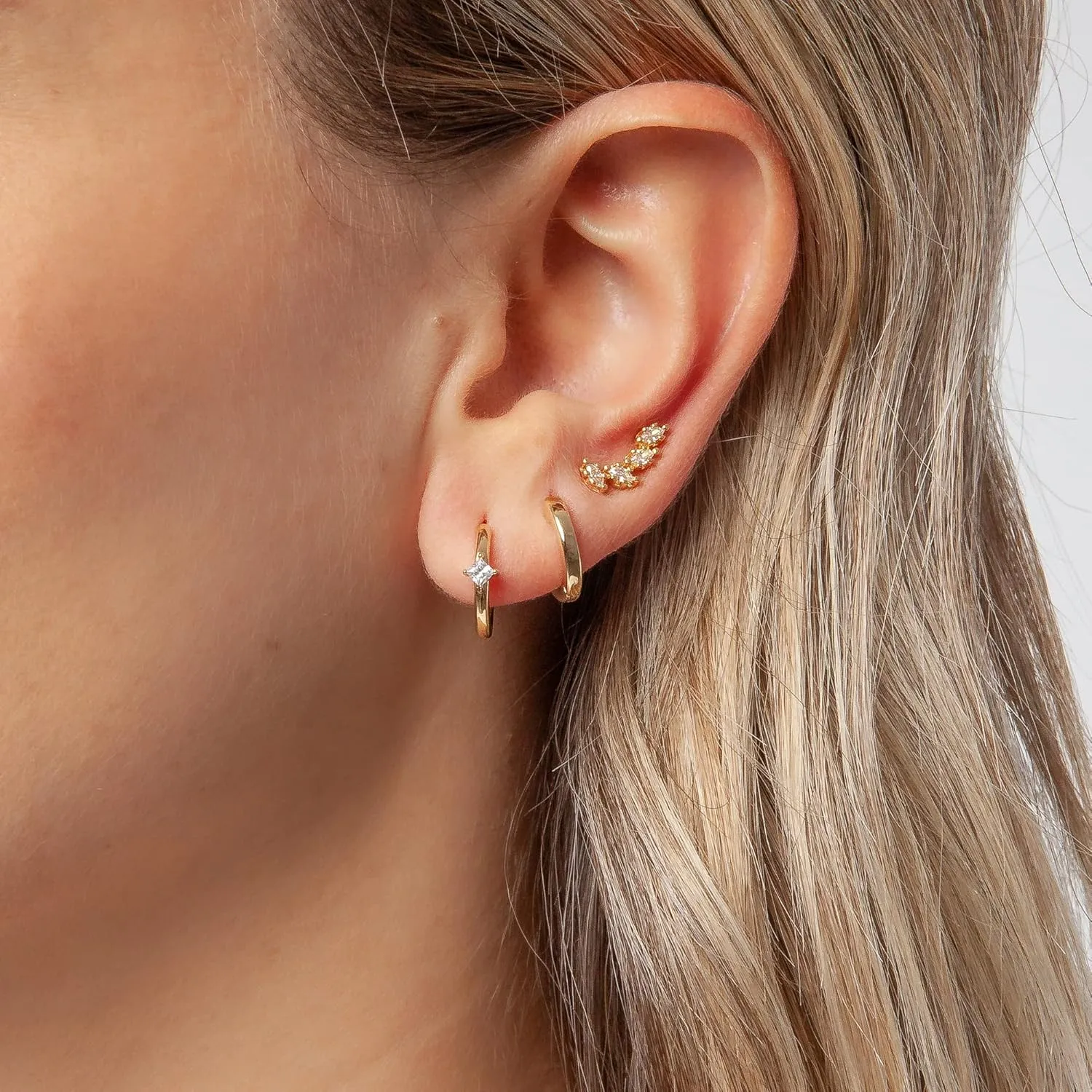 3 Pairs Gold Hoop Earrings Set: Dainty Stud Earrings Trendy Small 14K Gold Plated Hypoallergenic Dangle Cartilage Huggie Hoop Earrings for Women Gold Jewelry for Women Gifts