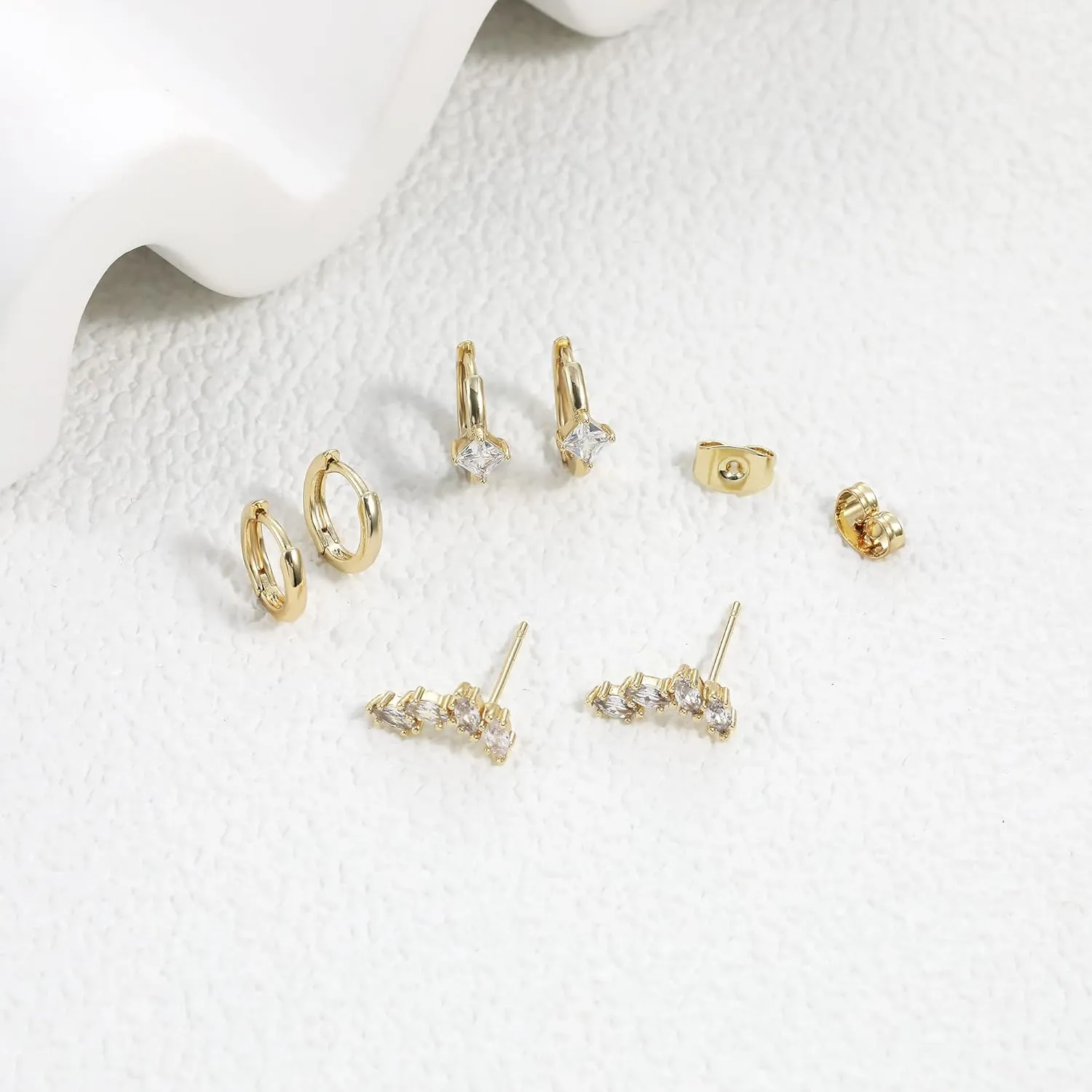 3 Pairs Gold Hoop Earrings Set: Dainty Stud Earrings Trendy Small 14K Gold Plated Hypoallergenic Dangle Cartilage Huggie Hoop Earrings for Women Gold Jewelry for Women Gifts
