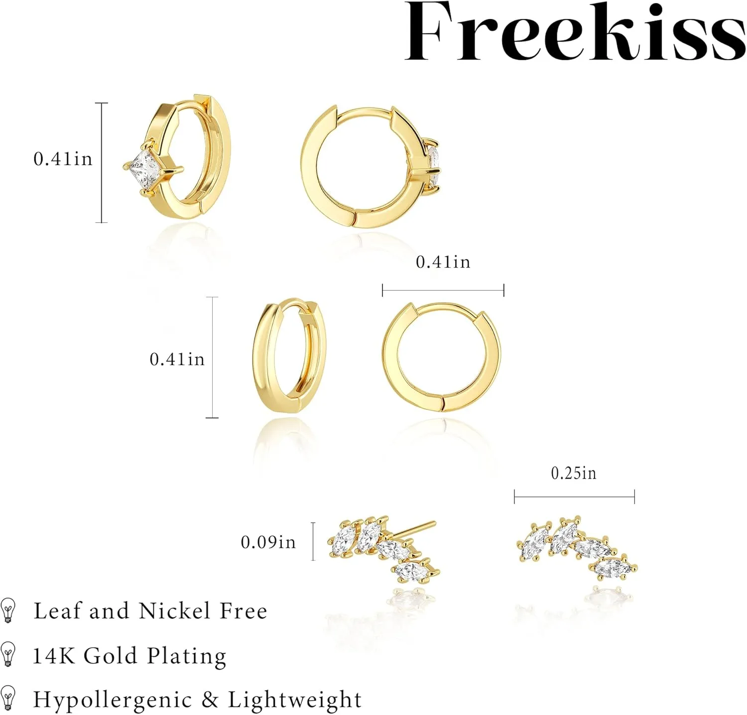 3 Pairs Gold Hoop Earrings Set: Dainty Stud Earrings Trendy Small 14K Gold Plated Hypoallergenic Dangle Cartilage Huggie Hoop Earrings for Women Gold Jewelry for Women Gifts