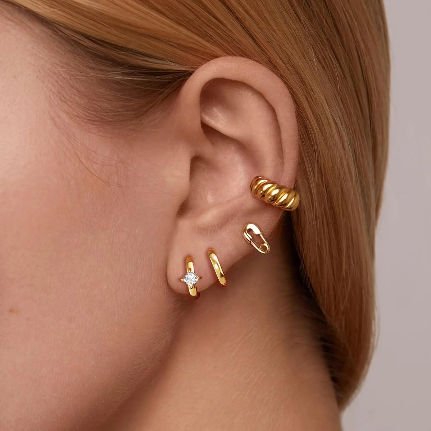 3 Pairs Gold Hoop Earrings Set: Dainty Stud Earrings Trendy Small 14K Gold Plated Hypoallergenic Dangle Cartilage Huggie Hoop Earrings for Women Gold Jewelry for Women Gifts