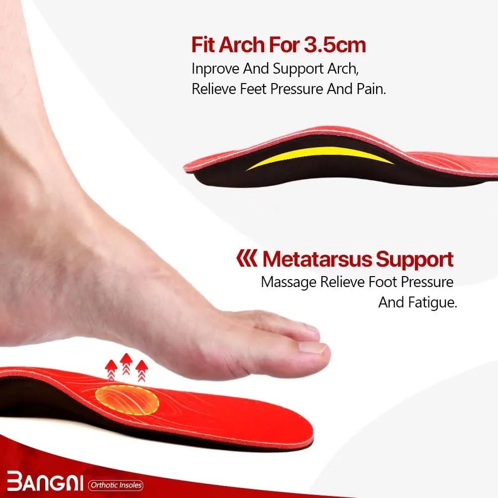 3ANGNI Arch Support Insoles, Orthotic Insoles for Flantar Fasciitis Flat Feet Low Arch Pronation Metatarsalgia, High Arch Foot Support Orthopedic Insert Men Women