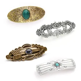 4 Packs Vintage Gem Decorative Hair Barrettes for Women Girls Classic Carved Pattern Retro Metal French Hair Clips Hairpins Spring Hair Barrette Accessories