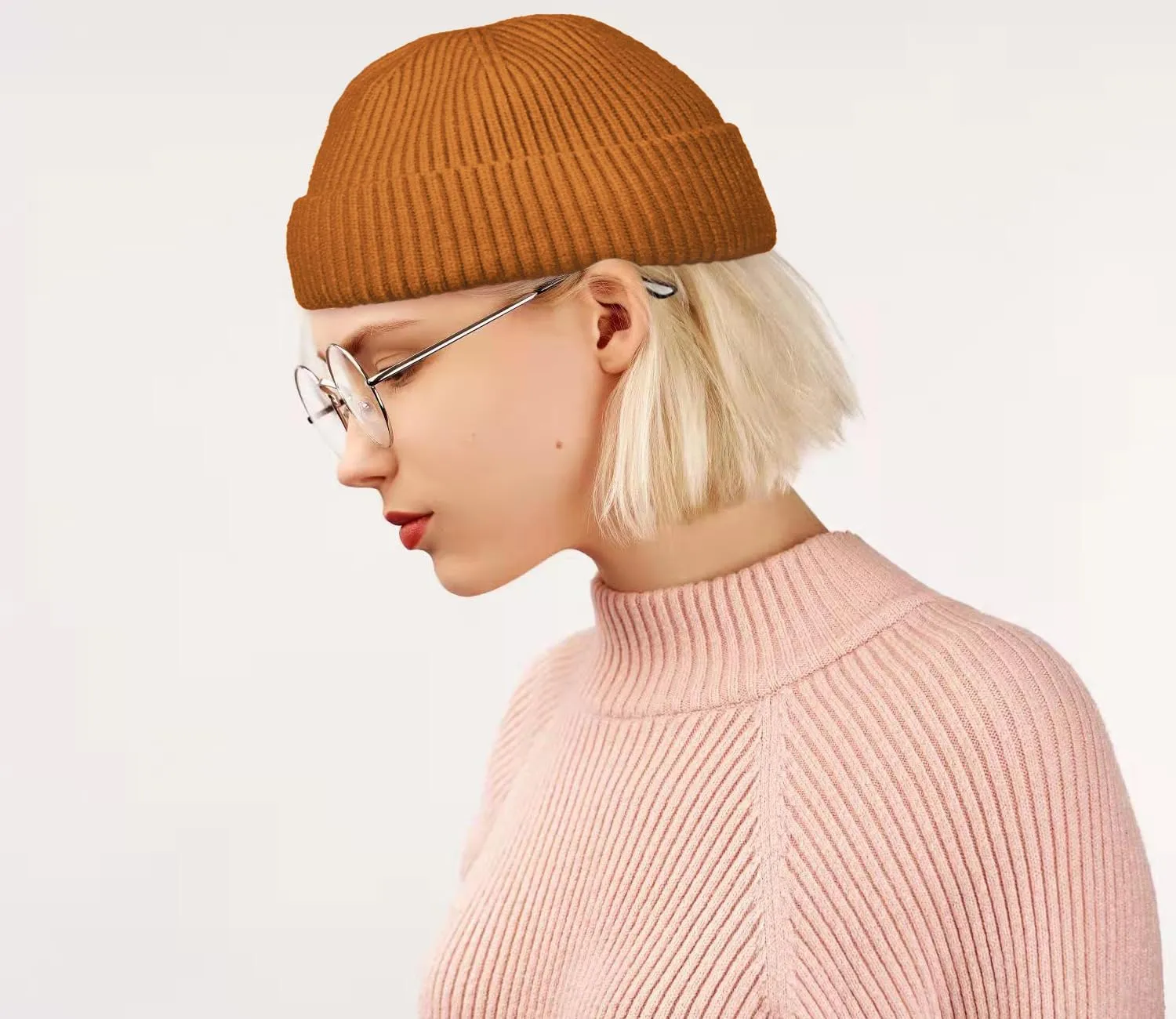 50% Wool Warm Cuffed Swag Knit Short Fisherman Beanie for Men Women Winter Hats Trawler Skull Cap
