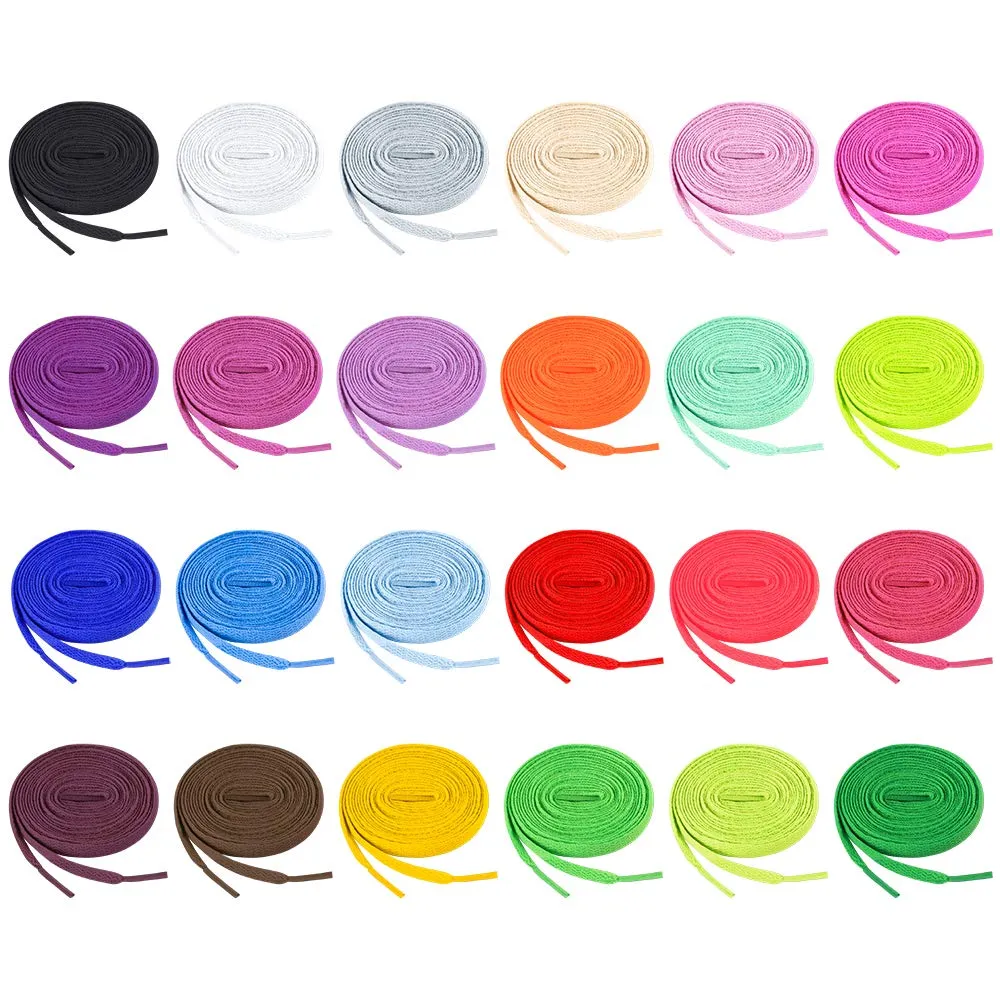 Auihiay 24 Pairs Flat Colored Shoelaces Shoestrings for Sneakers Skate Shoes Sport Shoes Boots 1.2 m 24 Colour