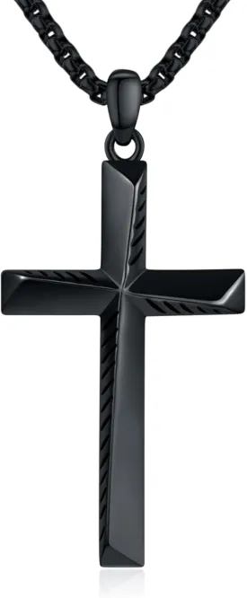 Black Cross Necklace for Men 925 Sterling Silver Cross Pendant Necklace Cross Jewelry Gifts for Men Women