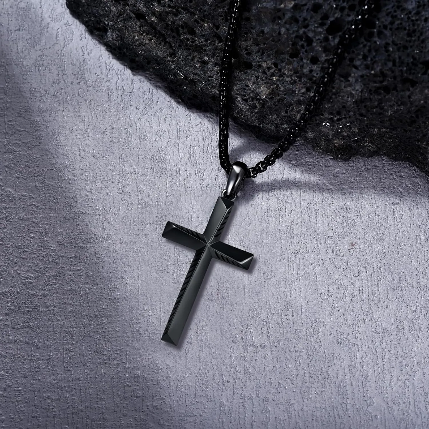 Black Cross Necklace for Men 925 Sterling Silver Cross Pendant Necklace Cross Jewelry Gifts for Men Women