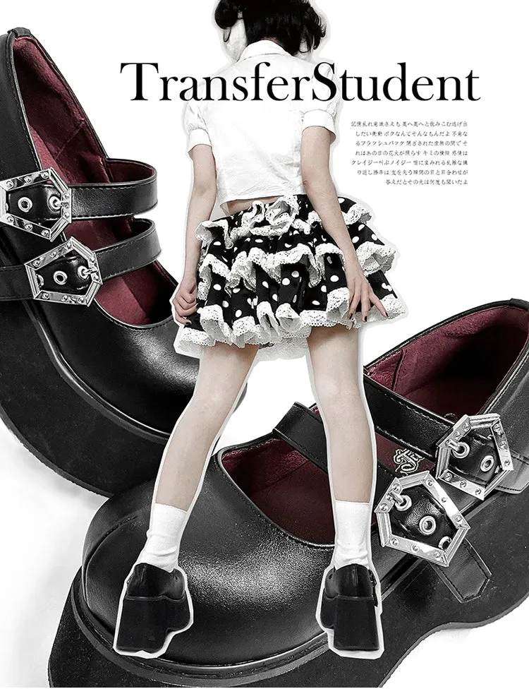 Black Red Platform Shoes Mary Jane Shoes