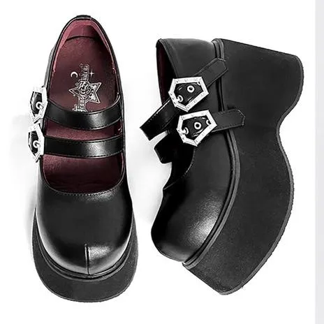 Black Red Platform Shoes Mary Jane Shoes