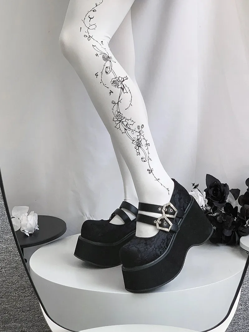 Black Red Platform Shoes Mary Jane Shoes