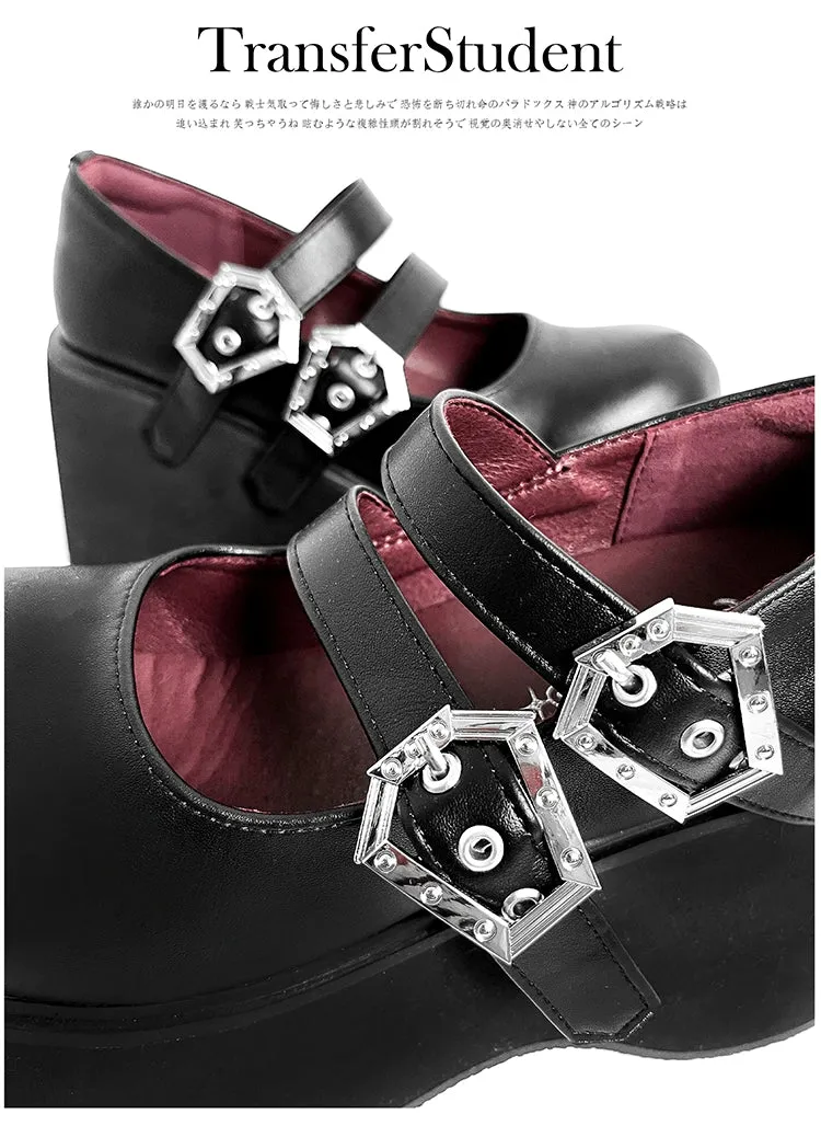 Black Red Platform Shoes Mary Jane Shoes