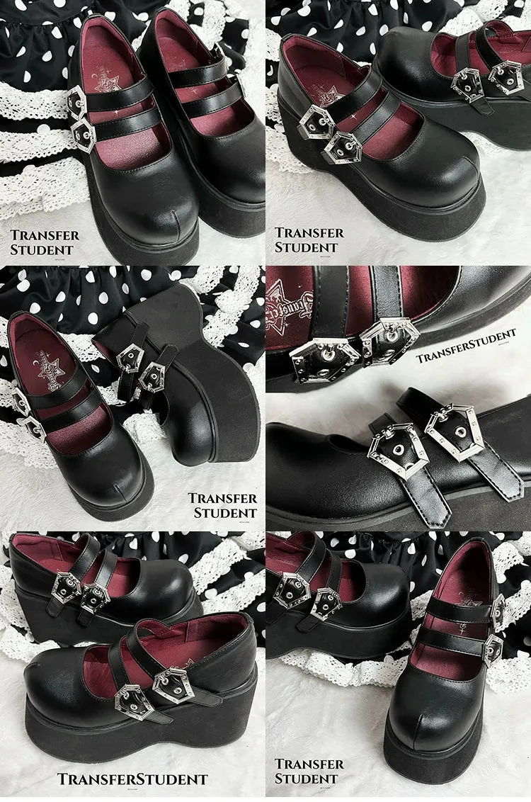 Black Red Platform Shoes Mary Jane Shoes