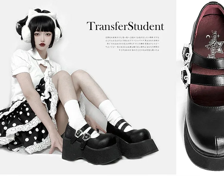 Black Red Platform Shoes Mary Jane Shoes