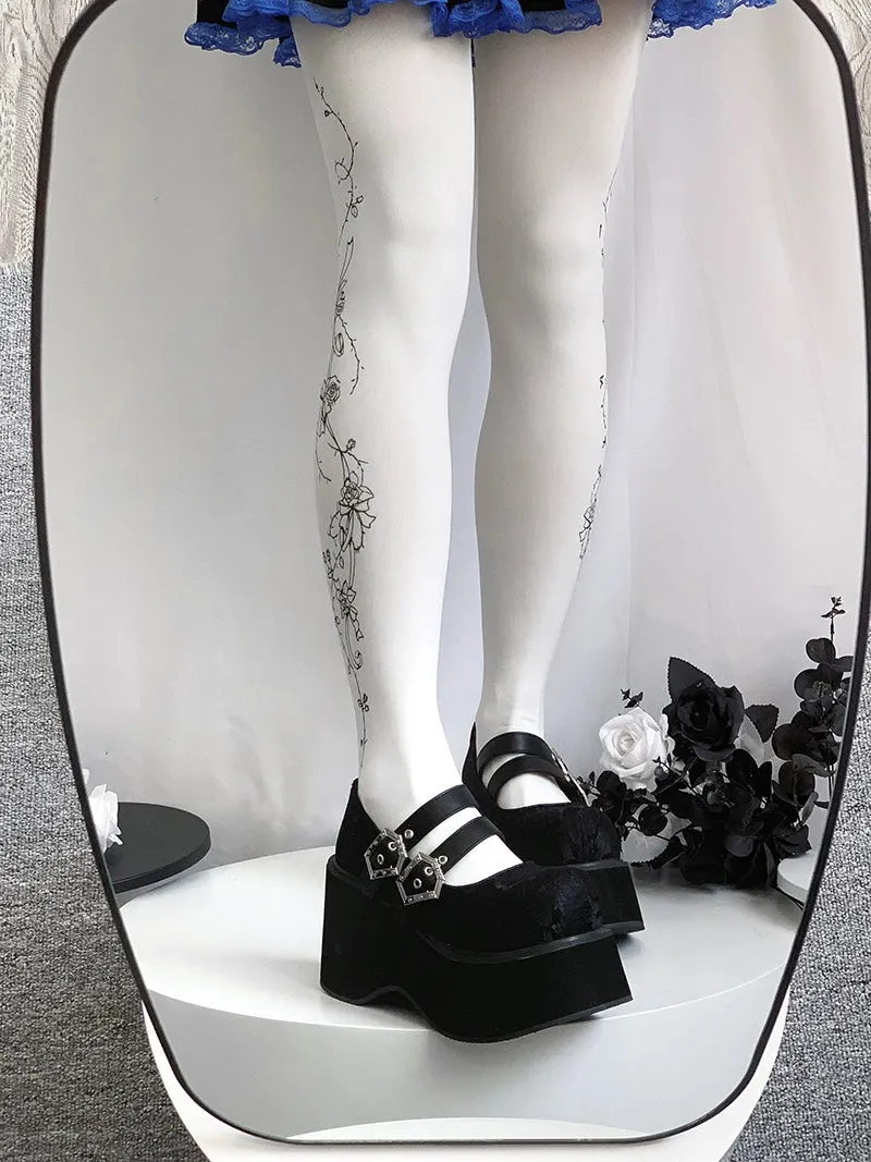Black Red Platform Shoes Mary Jane Shoes