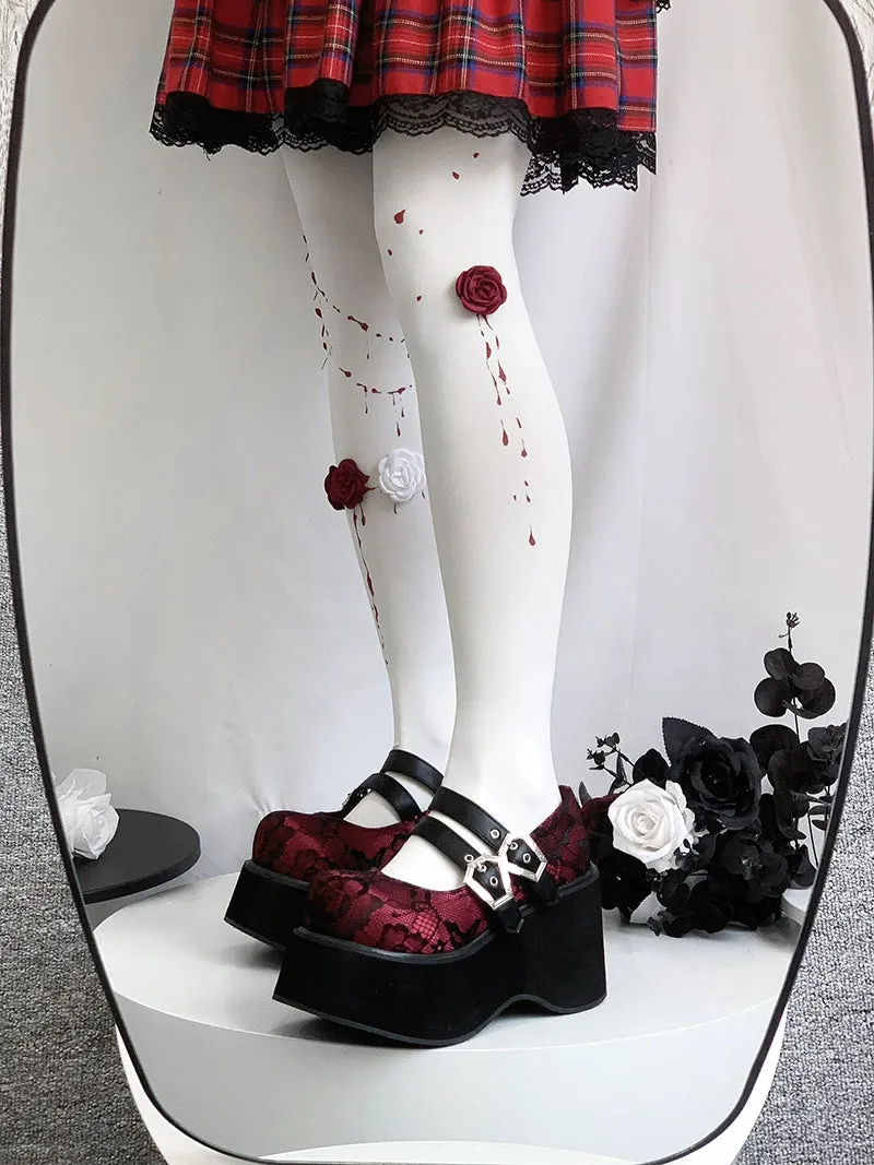 Black Red Platform Shoes Mary Jane Shoes