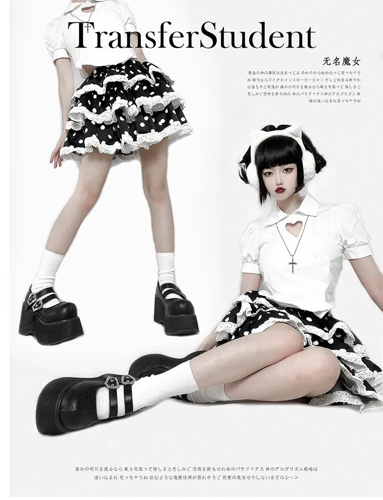 Black Red Platform Shoes Mary Jane Shoes