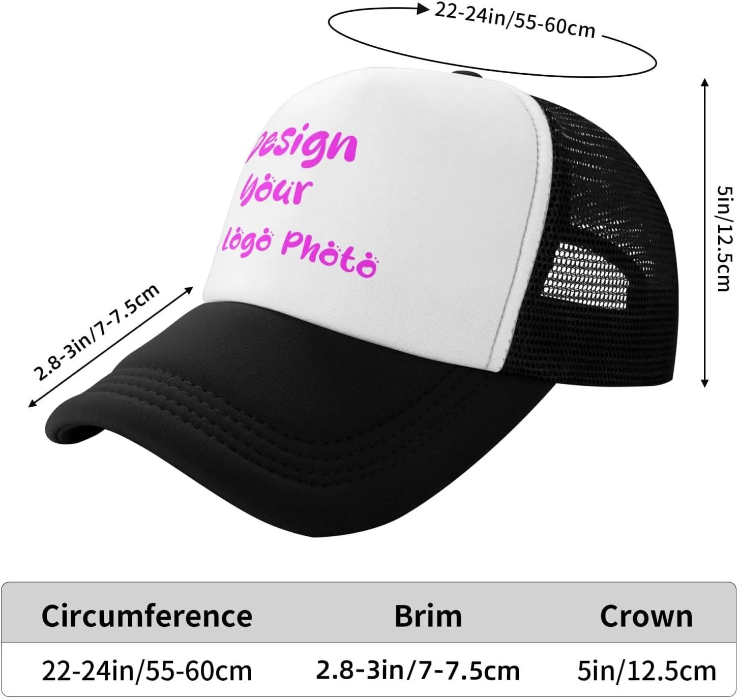 Bulk Custom Hat for Men with Your Photo Text Logo Design Custom Baseball Cap Personalized Hat Custom Trucker Hats