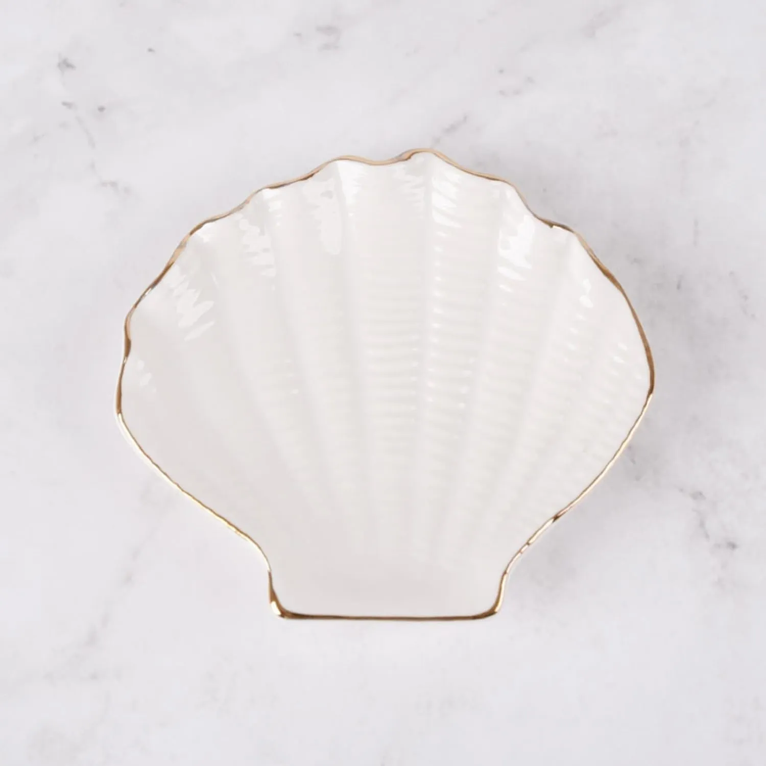 Ceramic Shell Jewelry Dish Decorative Seashell Jewelry Plate for Rings Earrings Necklace Bracelet Organizer Display (White)