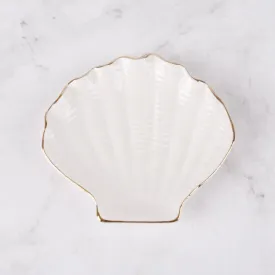 Ceramic Shell Jewelry Dish Decorative Seashell Jewelry Plate for Rings Earrings Necklace Bracelet Organizer Display (White)