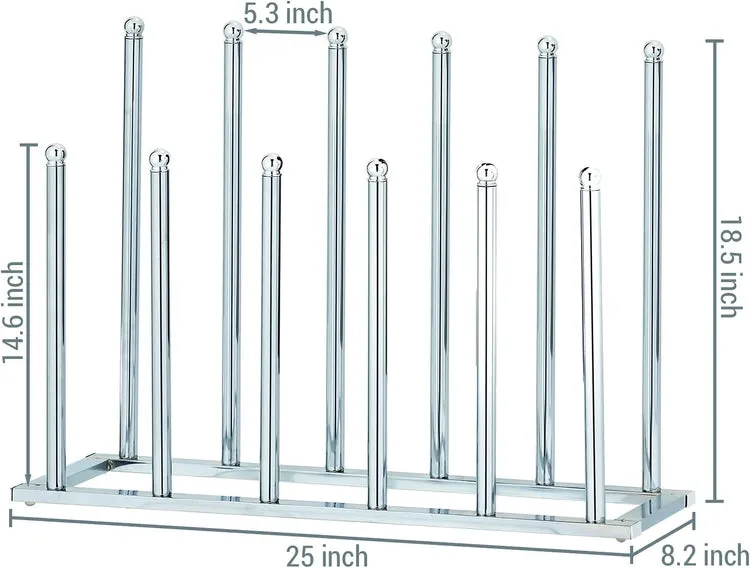 Chrome Plated Metal 6-Pair Boot Rack, Freestanding Closet Shoe Stand Organizer