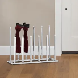 Chrome Plated Metal 6-Pair Boot Rack, Freestanding Closet Shoe Stand Organizer