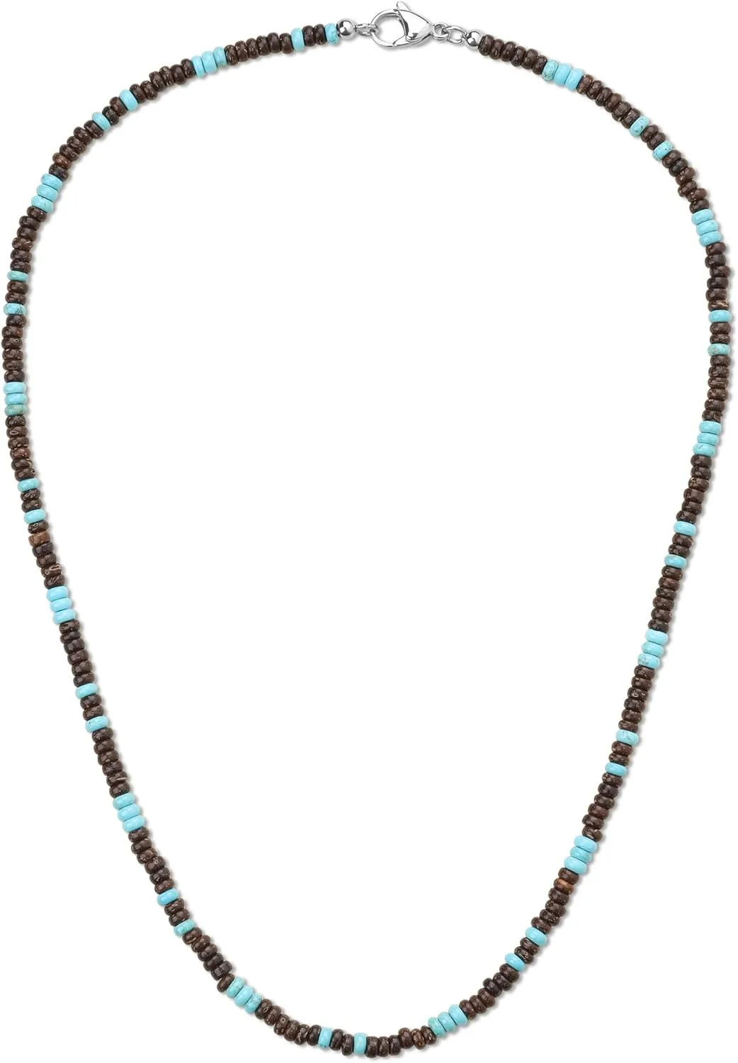 COAI Men's Beaded Necklace, Coconut Shell Turquoise Necklace for Men
