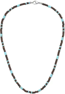 COAI Men's Beaded Necklace, Coconut Shell Turquoise Necklace for Men