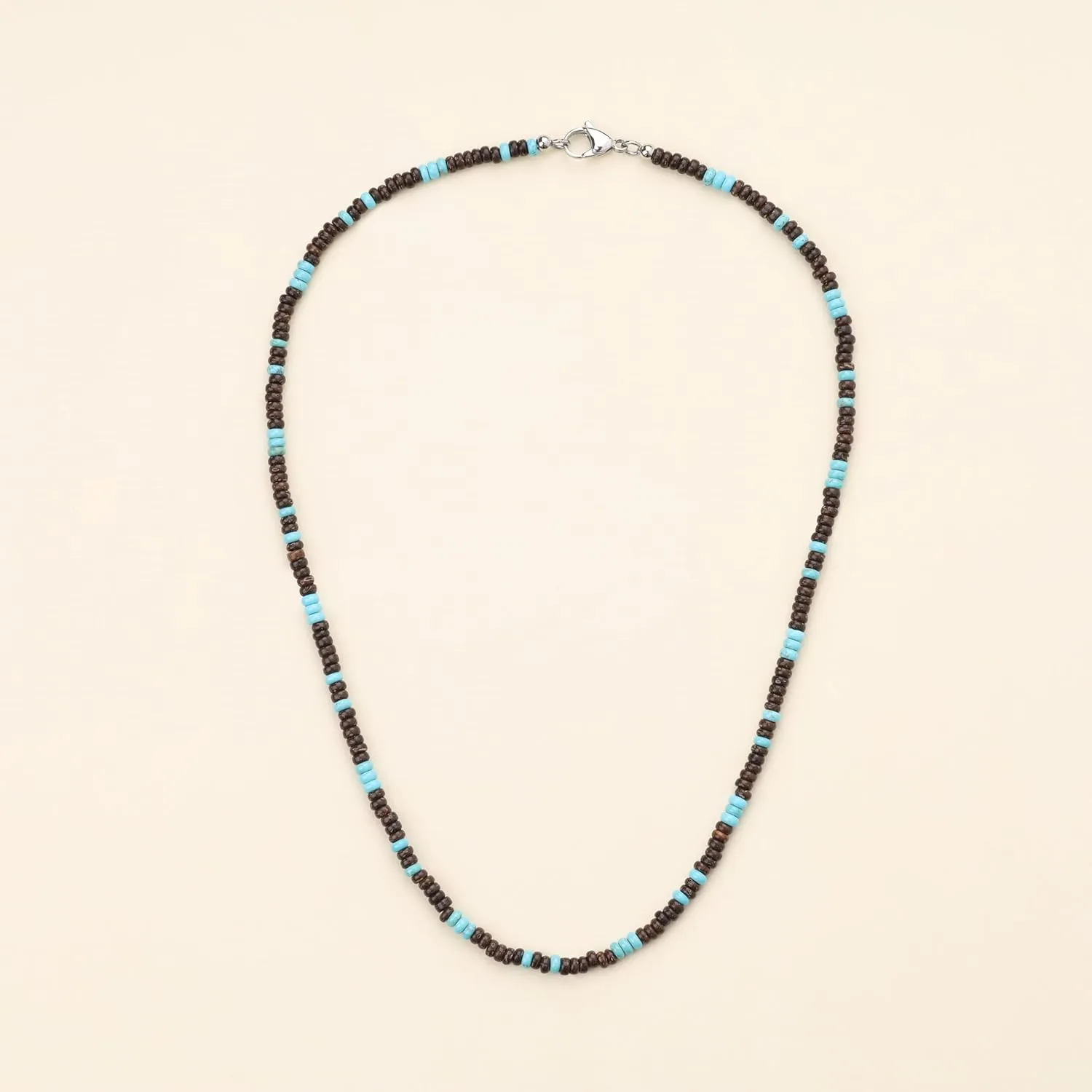 COAI Men's Beaded Necklace, Coconut Shell Turquoise Necklace for Men
