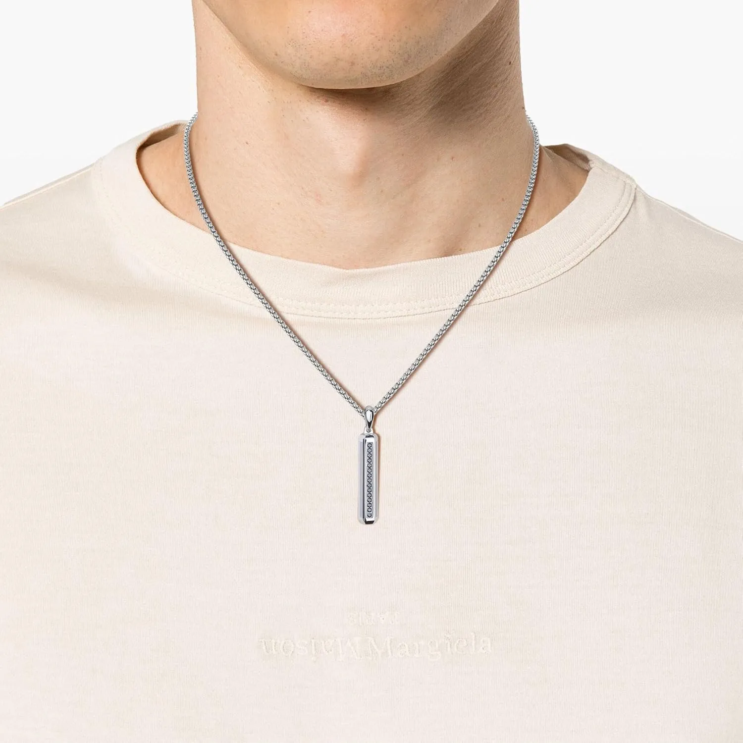 COAI Stainless Steel Pendant Necklace for Men, Bar Pendant Necklace for Men 20"/22"/24"