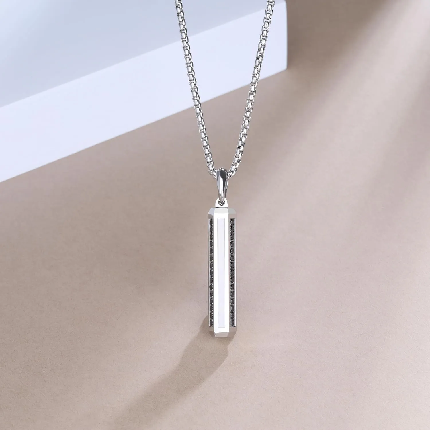 COAI Stainless Steel Pendant Necklace for Men, Bar Pendant Necklace for Men 20"/22"/24"
