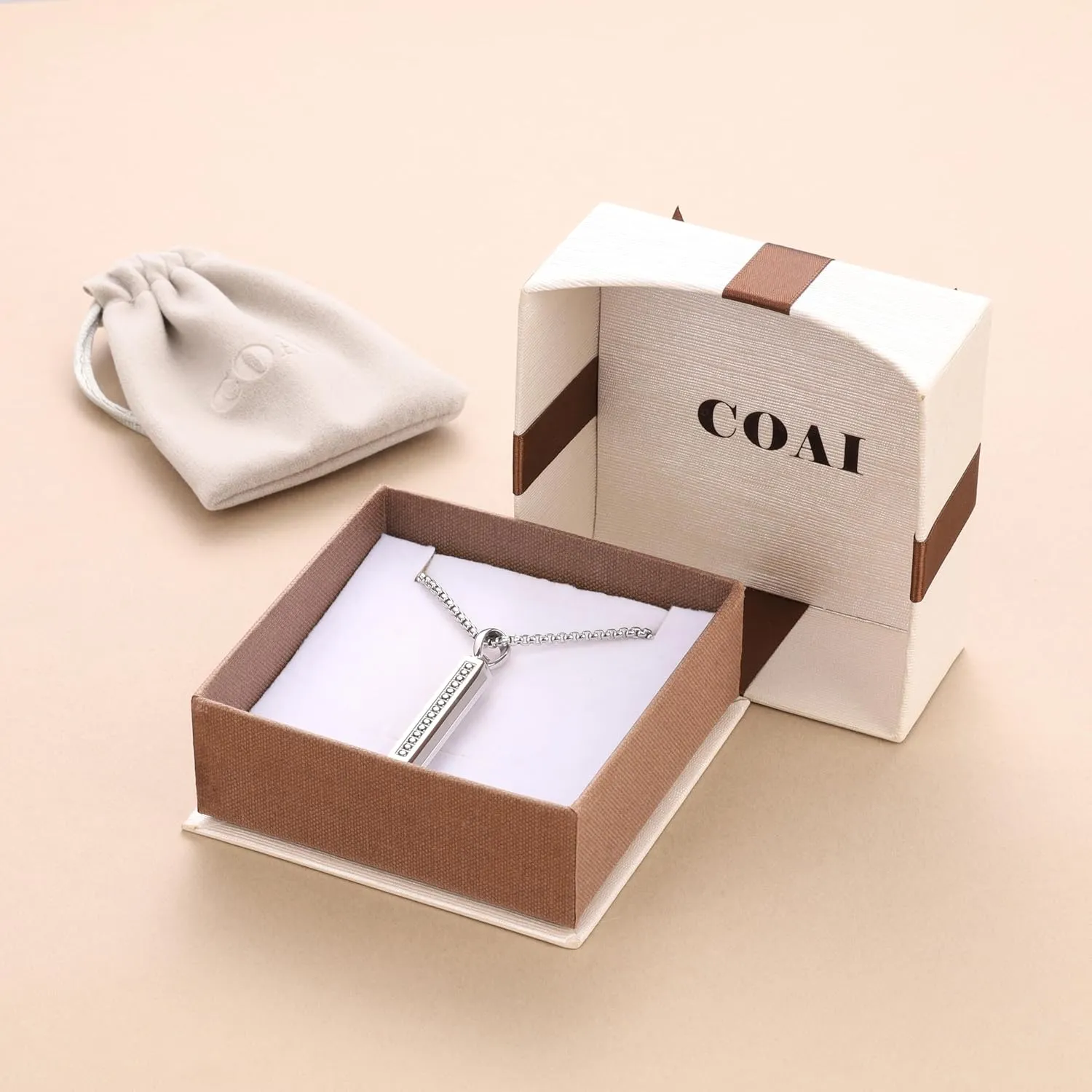 COAI Stainless Steel Pendant Necklace for Men, Bar Pendant Necklace for Men 20"/22"/24"
