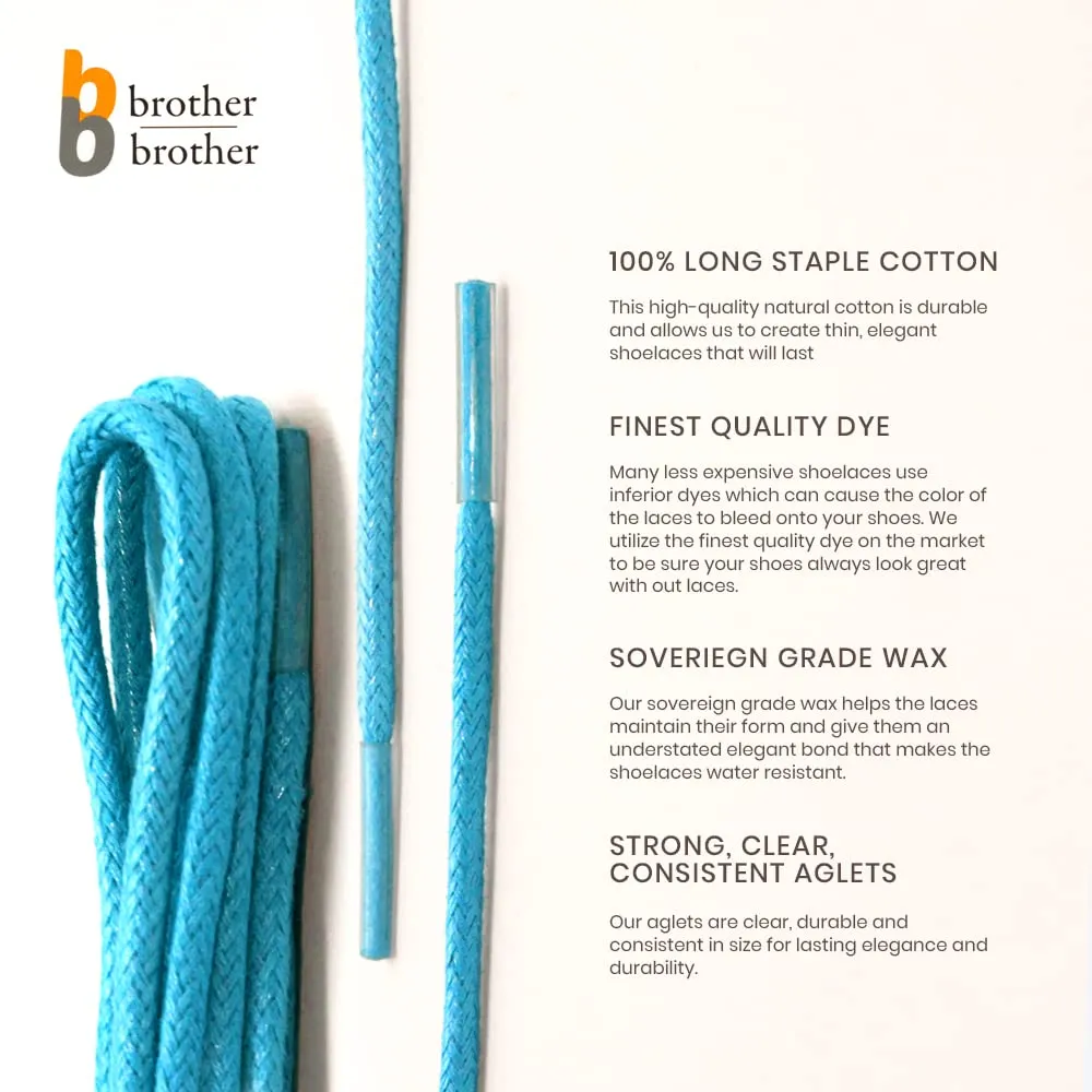 Colored Waxed Cotton Shoelaces for Dress Shoes (Set of 7) 30 Inches