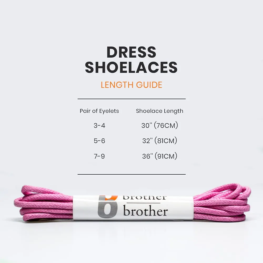 Colored Waxed Cotton Shoelaces for Dress Shoes (Set of 7) 30 Inches