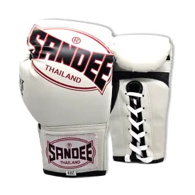 Cool-Tec Junior Lace Up Pro Fight Boxing Gloves - White/ Black / Red