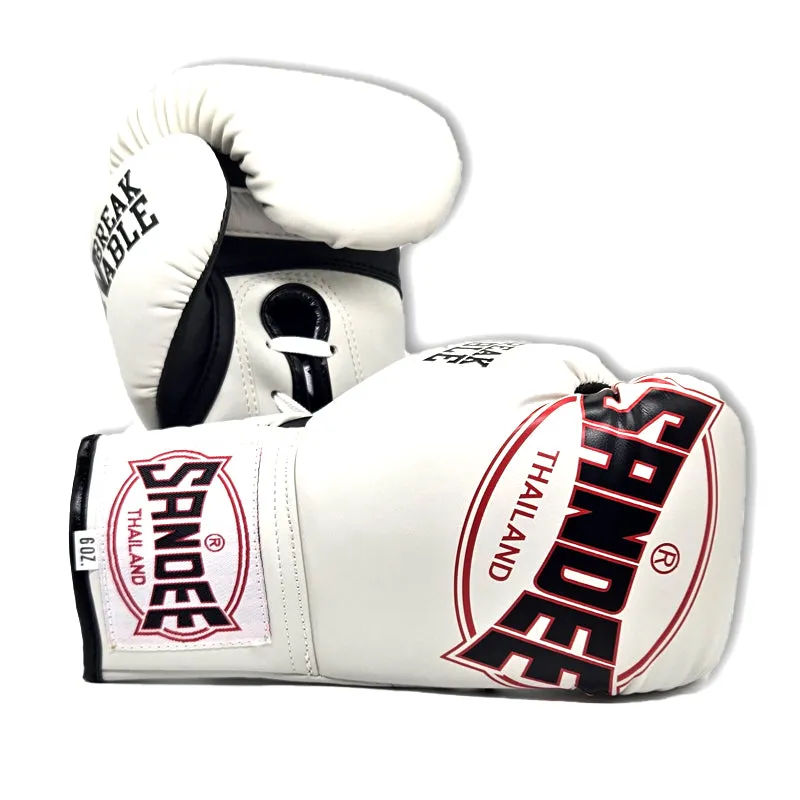 Cool-Tec Junior Lace Up Pro Fight Boxing Gloves - White/ Black / Red