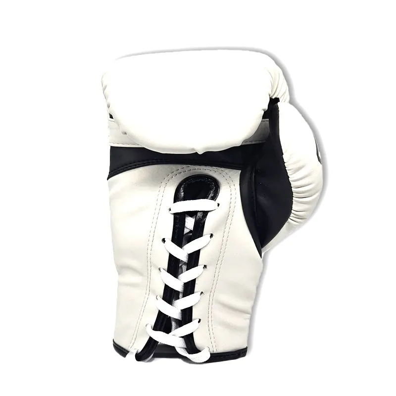 Cool-Tec Junior Lace Up Pro Fight Boxing Gloves - White/ Black / Red