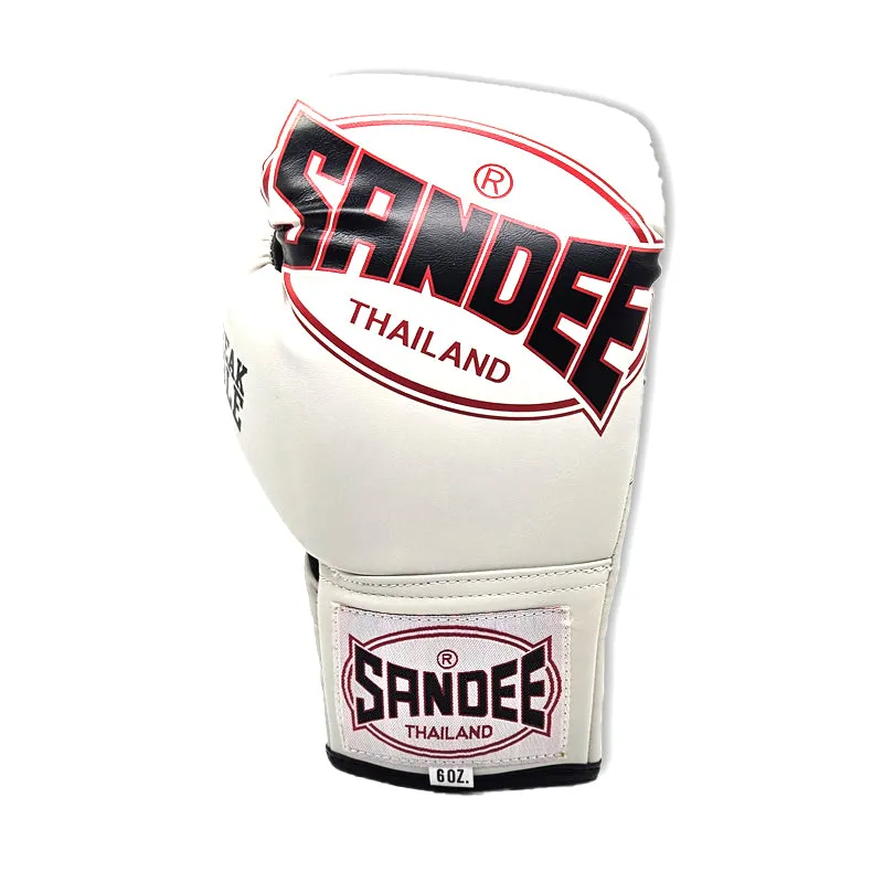 Cool-Tec Junior Lace Up Pro Fight Boxing Gloves - White/ Black / Red
