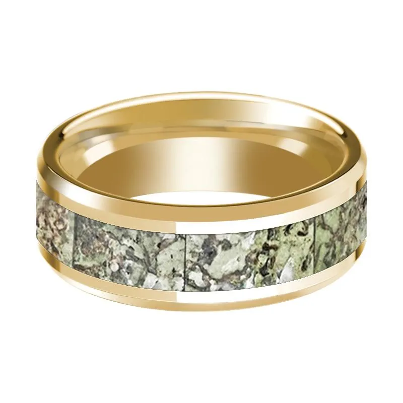 DELTAR | 14k Yellow Gold Green Dino Bone Inlay