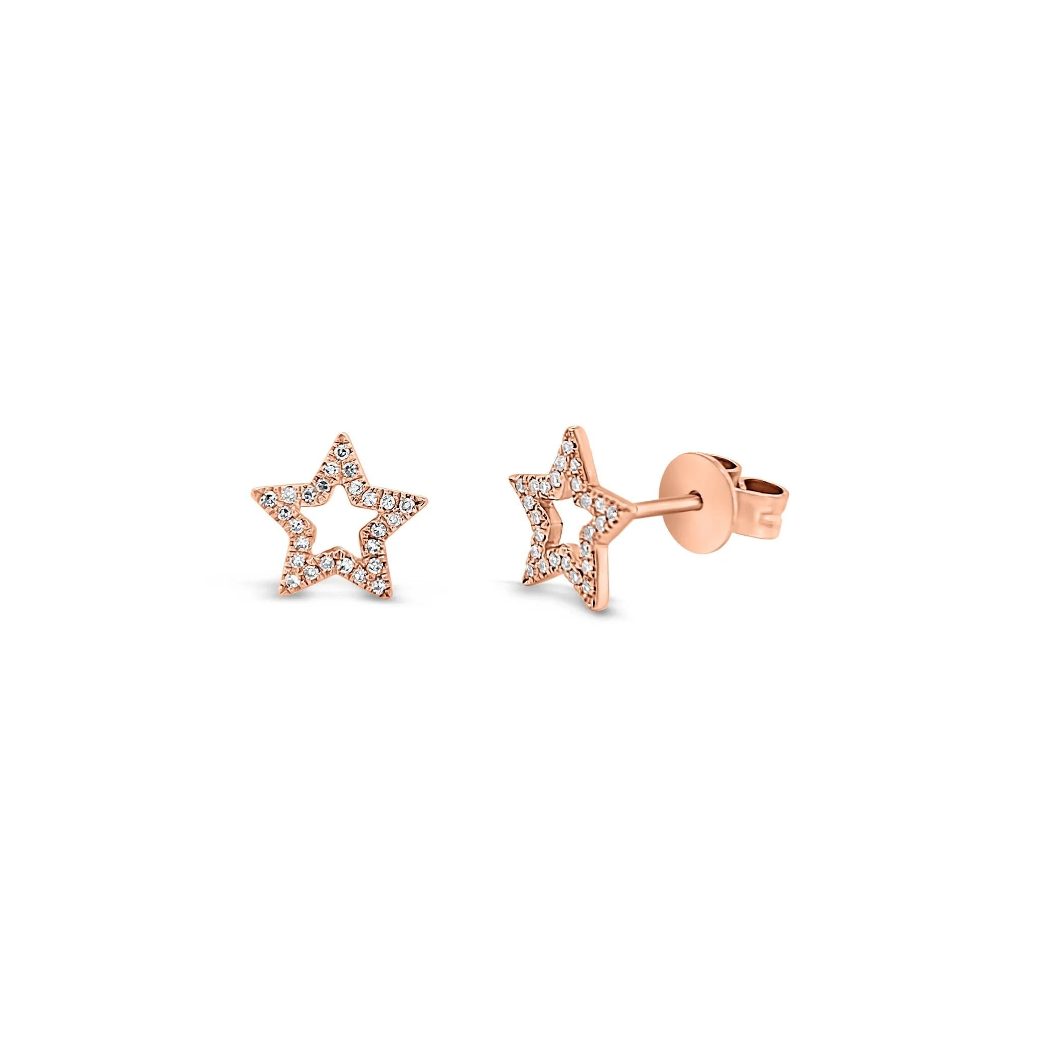 Diamond Open Star Stud Earrings