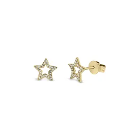 Diamond Open Star Stud Earrings