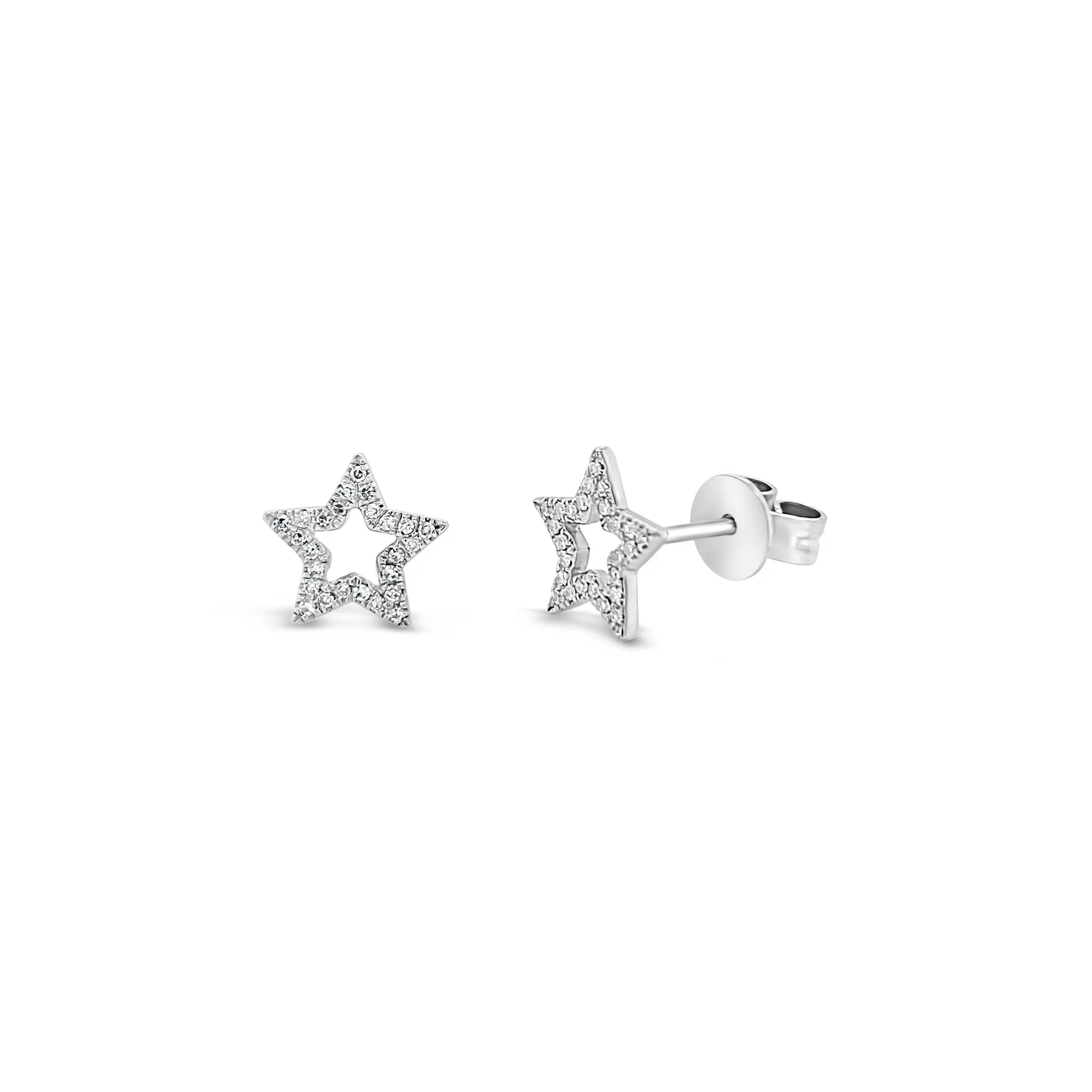 Diamond Open Star Stud Earrings