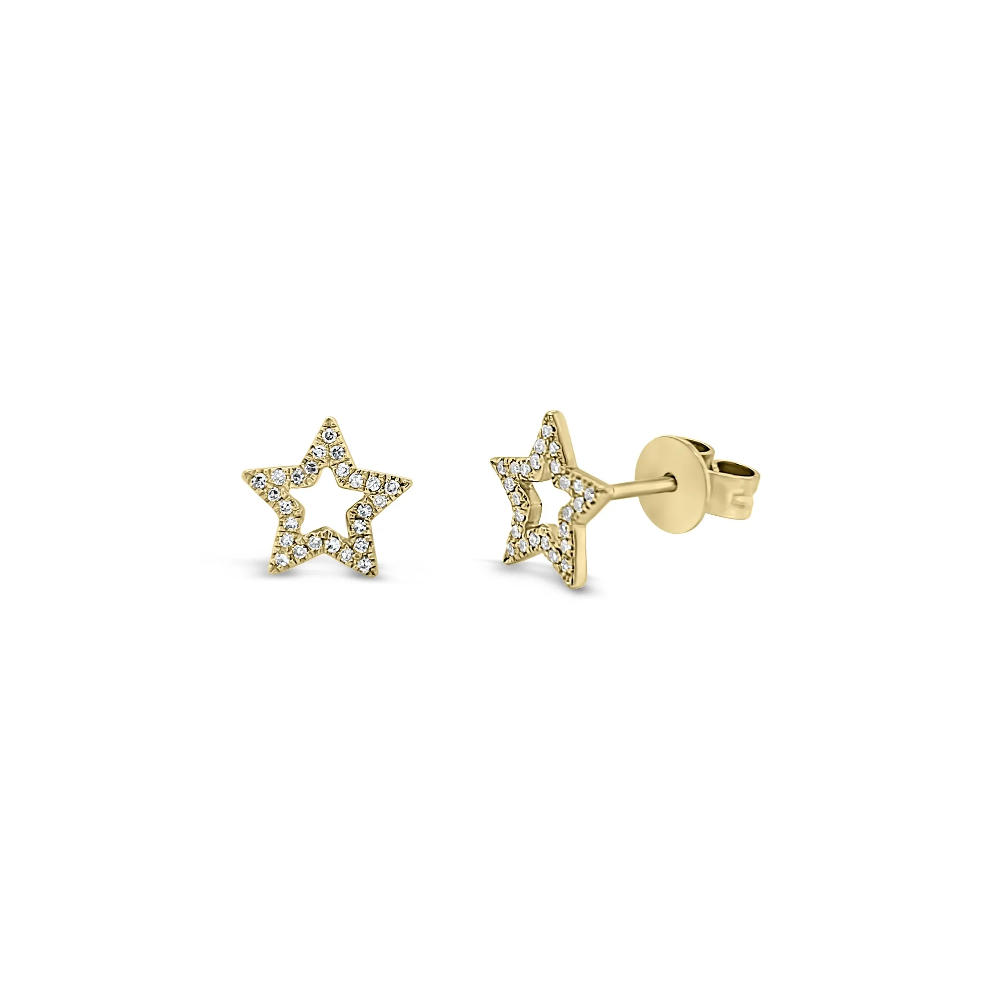 Diamond Open Star Stud Earrings