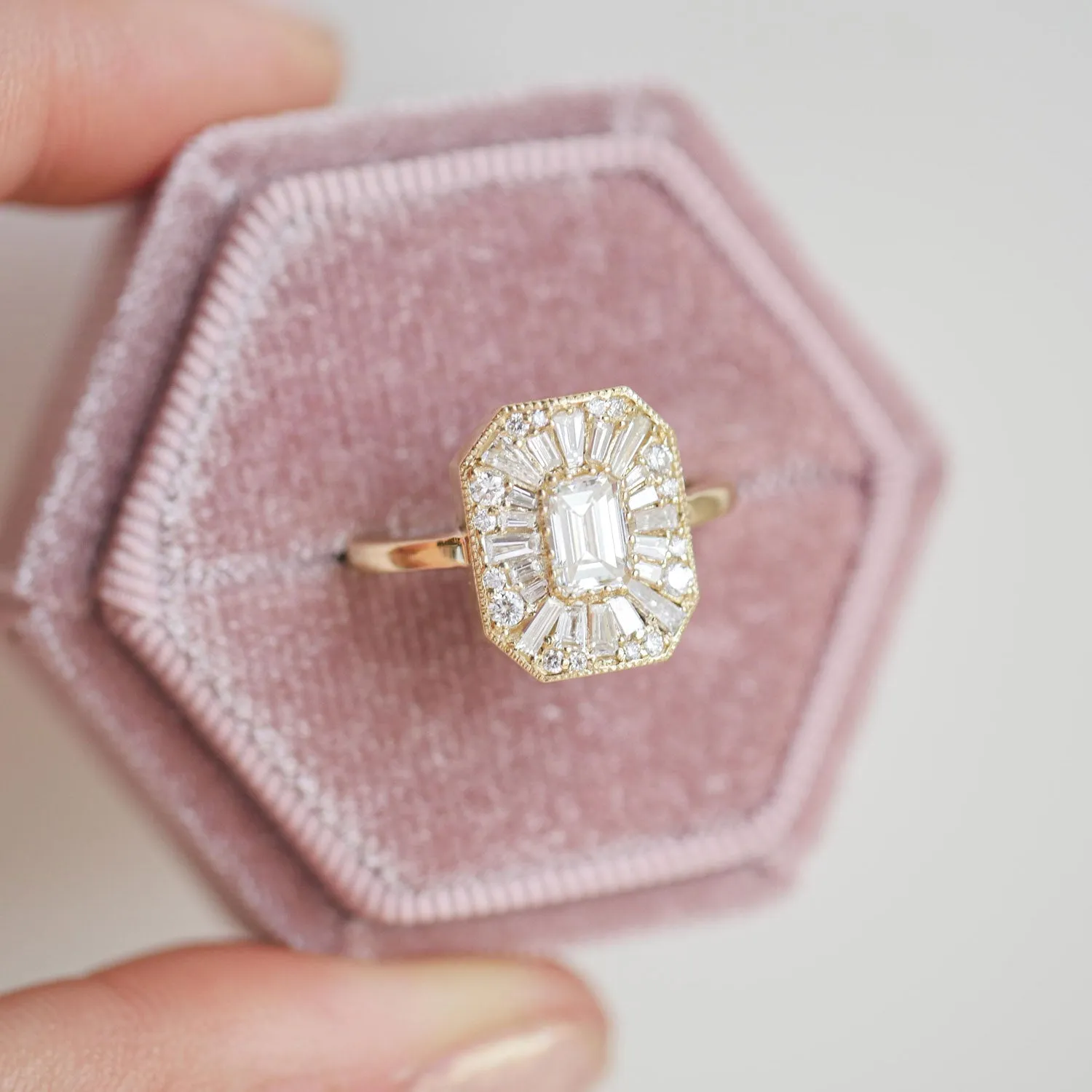 Emerald Cut Ballerina Diamond Mosaic Ring