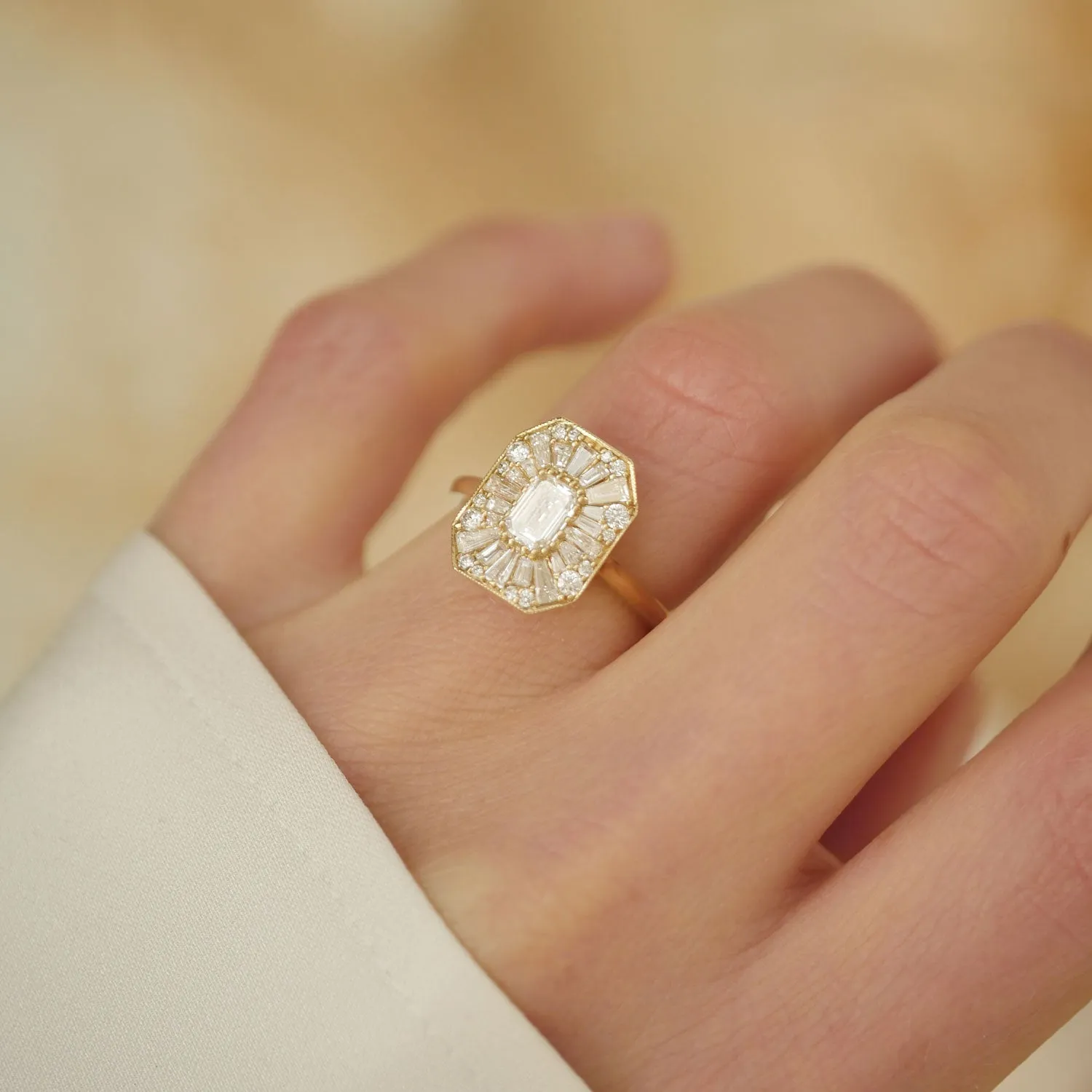 Emerald Cut Ballerina Diamond Mosaic Ring