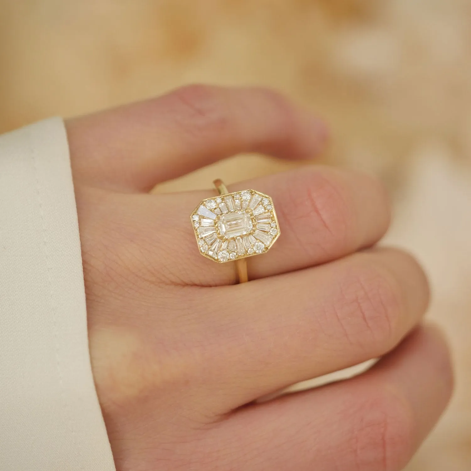 Emerald Cut Ballerina Diamond Mosaic Ring