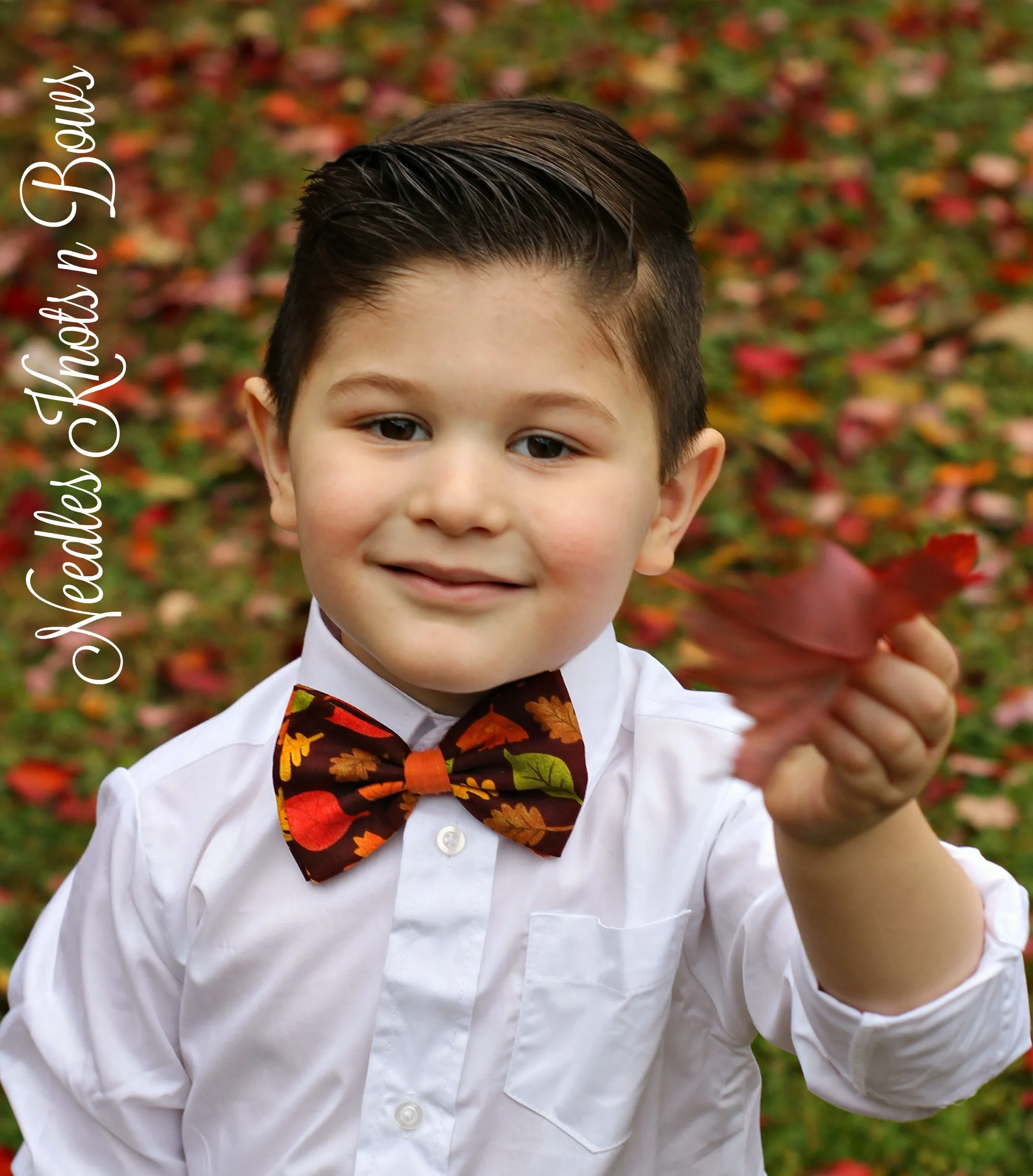 Fall Leaves on Brown Bow Tie,  Autumn Leaves