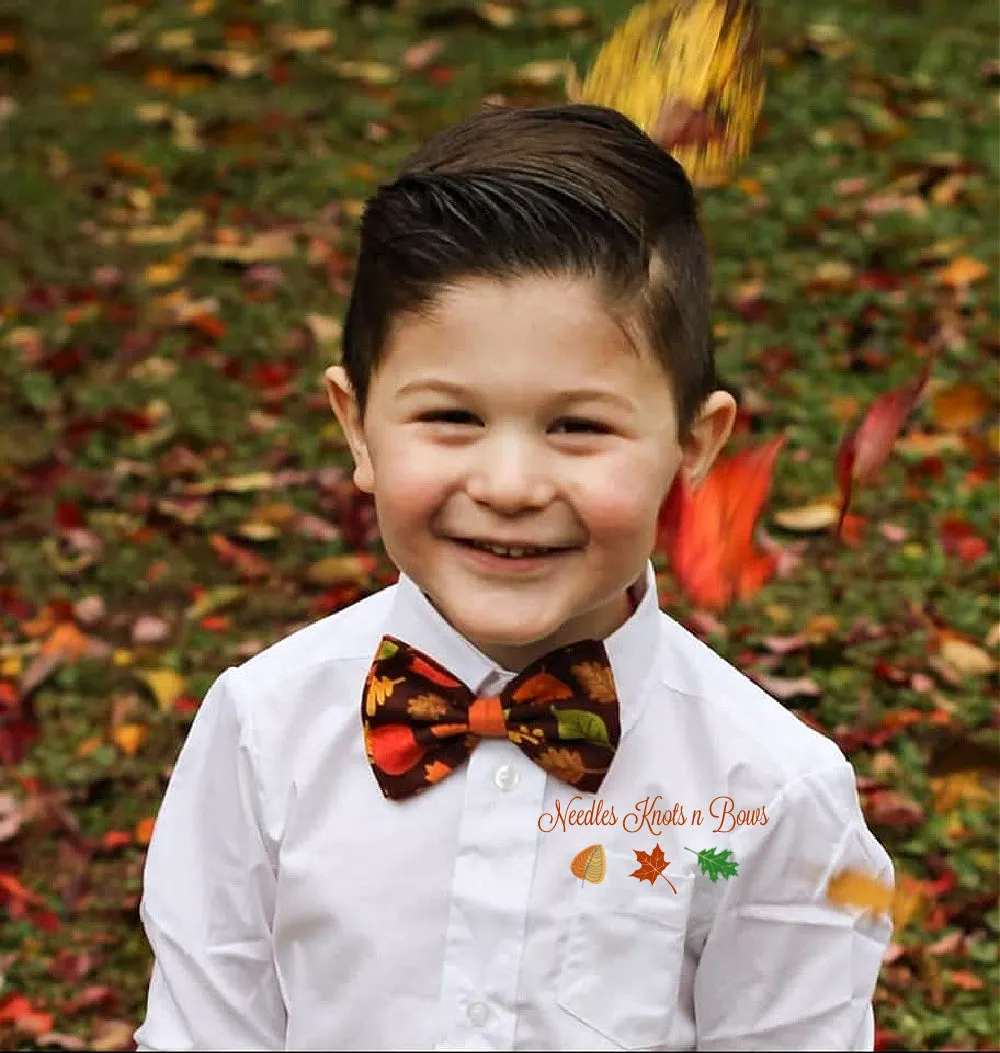 Fall Leaves on Brown Bow Tie,  Autumn Leaves