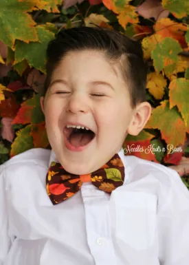 Fall Leaves on Brown Bow Tie,  Autumn Leaves