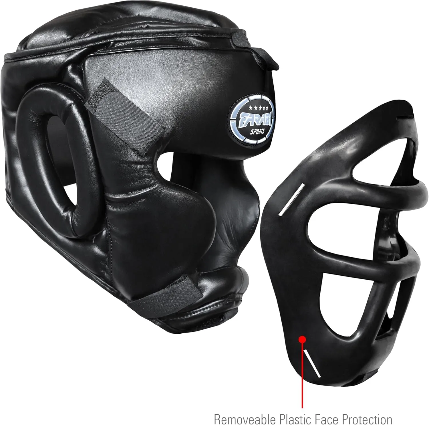 Farabi Sports Boxing Headgear Grill Head Gear MMA Training Kickboxing Sparring Gear Removable Front Bar Grill